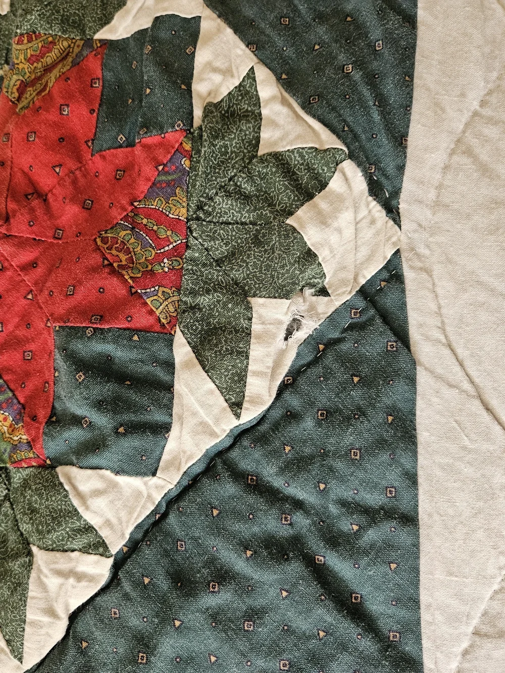 Classic Patchwork Star Quilt With Paisley Accents